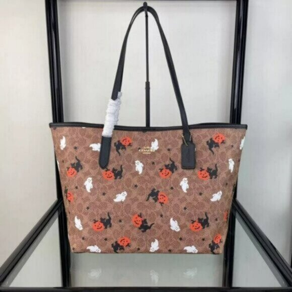 Coach City Tote In Signature Canvas With Halloween - Picture 1 of 8